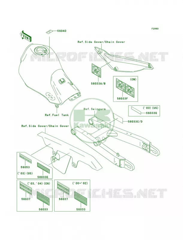 Labels Kawasaki MOTOS 250 2002 Super Sherpa  KL250-G6