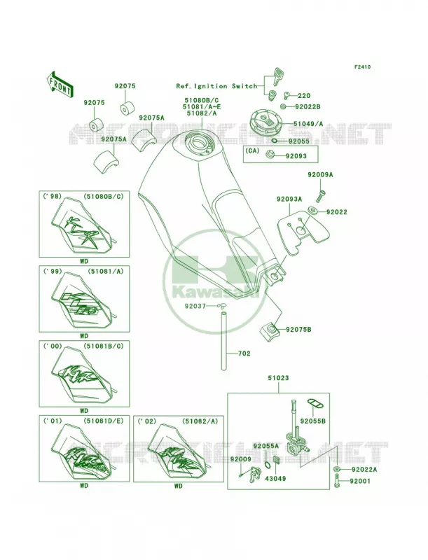 Fuel Tank Kawasaki MOTOS 250 2000 KLR250  KL250-D17