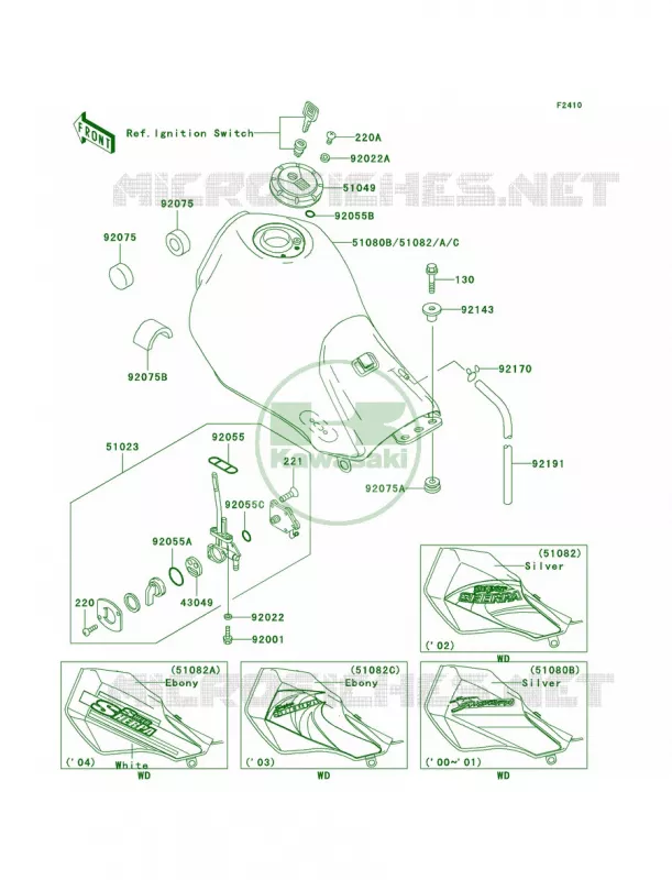 Fuel Tank Kawasaki MOTOS 250 2000 Super Sherpa  KL250-G4