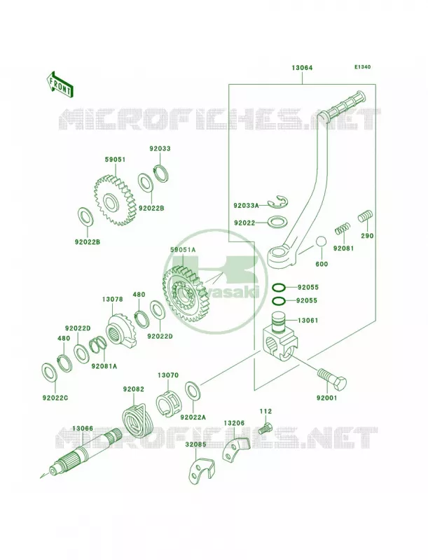 Kickstarter Mechanism Kawasaki MOTOS 250 1999 KLR250  KL250-D16