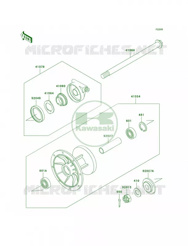 Front Hub Kawasaki MOTOS 650 1997 KLR650  KL650-A11