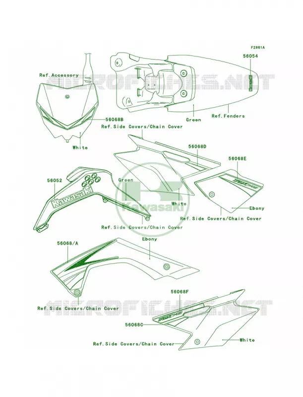 DecalsGreenB9F Kawasaki MOTOS 140 2011 KLX140L  KLX140BBF