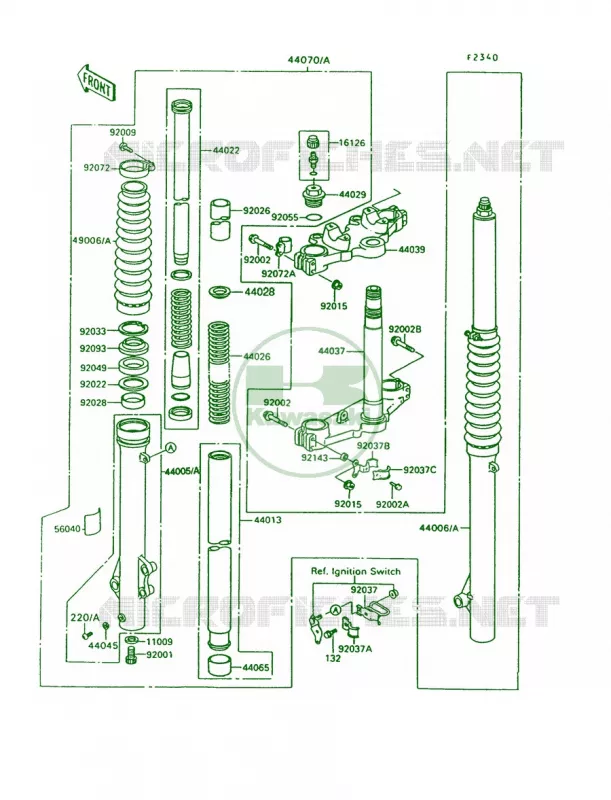 Front Fork Kawasaki MOTOS 650 1995 KLR650  KL650-A9