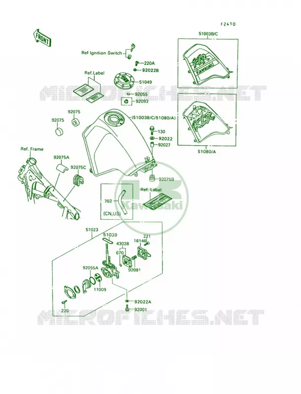 Fuel Tank Kawasaki MOTOS 650 1995 KLR650  KL650-A9