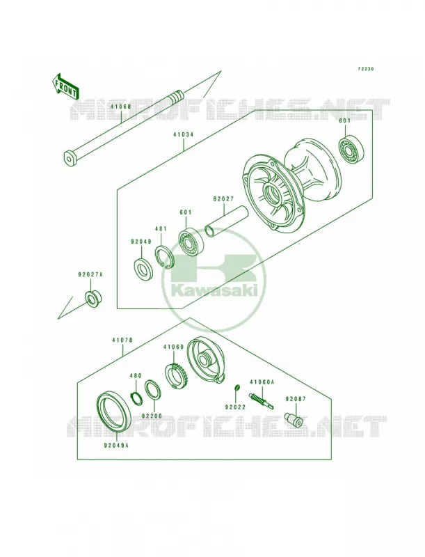 Front Hub Kawasaki MOTOS 650 1995 KLX650R  KLX650-A3