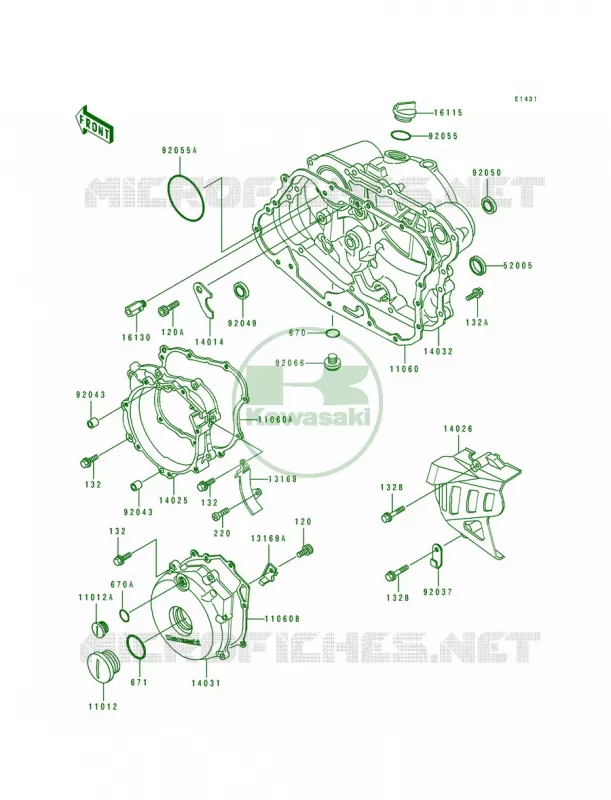 Engine Covers Kawasaki MOTOS 250 1994 KLR250  KL250-D11