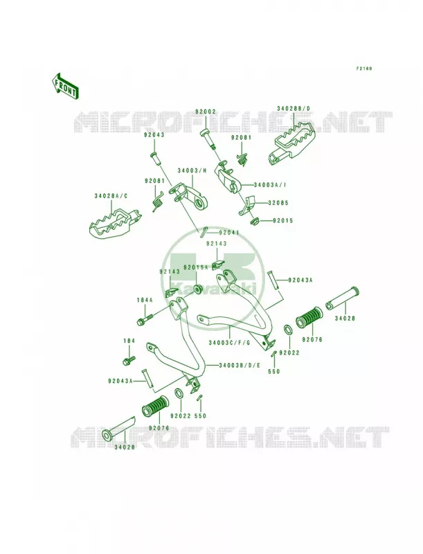 Footrests Kawasaki MOTOS 250 1994 KLR250  KL250-D11