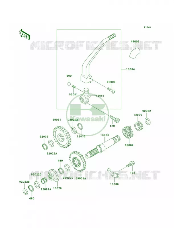 Kickstarter Mechanism Kawasaki MOTOS 250 1994 KLX250R  KLX250-D2