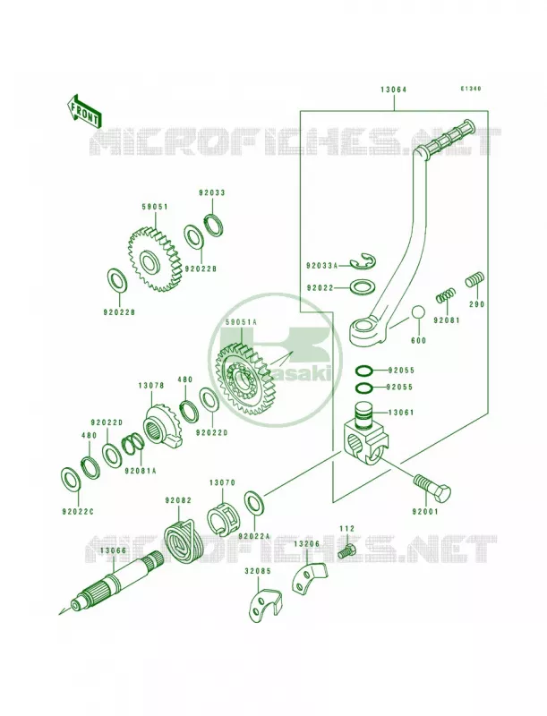 Kickstarter Mechanism Kawasaki MOTOS 250 1993 KLR250  KL250-D10