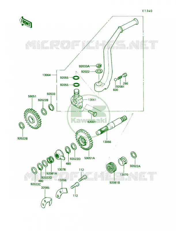 Kickstarter Mechanism Kawasaki MOTOS 250 1992 KLR250  KL250-D9