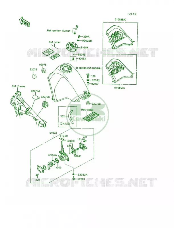 Fuel Tank Kawasaki MOTOS 650 1992 KLR650  KL650-A6