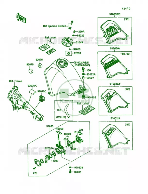 Fuel Tank Kawasaki MOTOS 650 1991 KLR650  KL650-A5