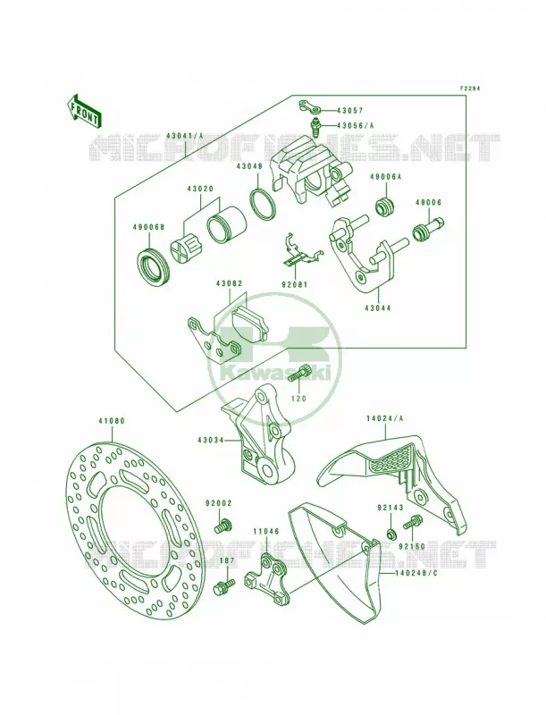 Rear Caliper Kawasaki MOTOS 650 1991 Tengai  KL650-B3