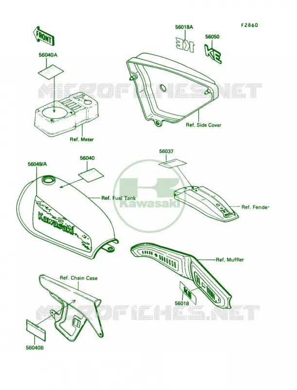 Label Kawasaki MOTOS 100 1990 KE100  KE100-B9