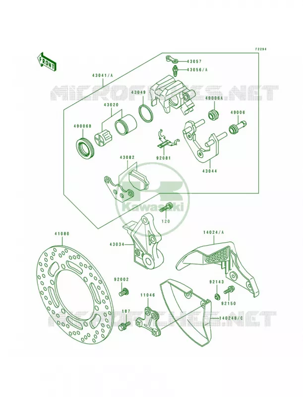 Rear Caliper Kawasaki MOTOS 650 1990 Tengai  KL650-B2