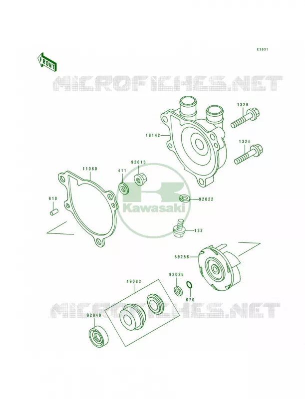 Water Pump Kawasaki MOTOS 650 1990 Tengai  KL650-B2