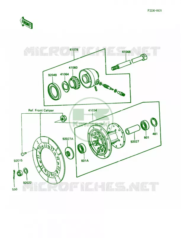 Front Hub Kawasaki MOTOS 250 1988 KLR250  KL250-D5