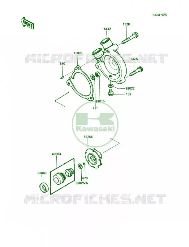 Water Pump Kawasaki MOTOS 250 1987 KLR250  KL250-D4