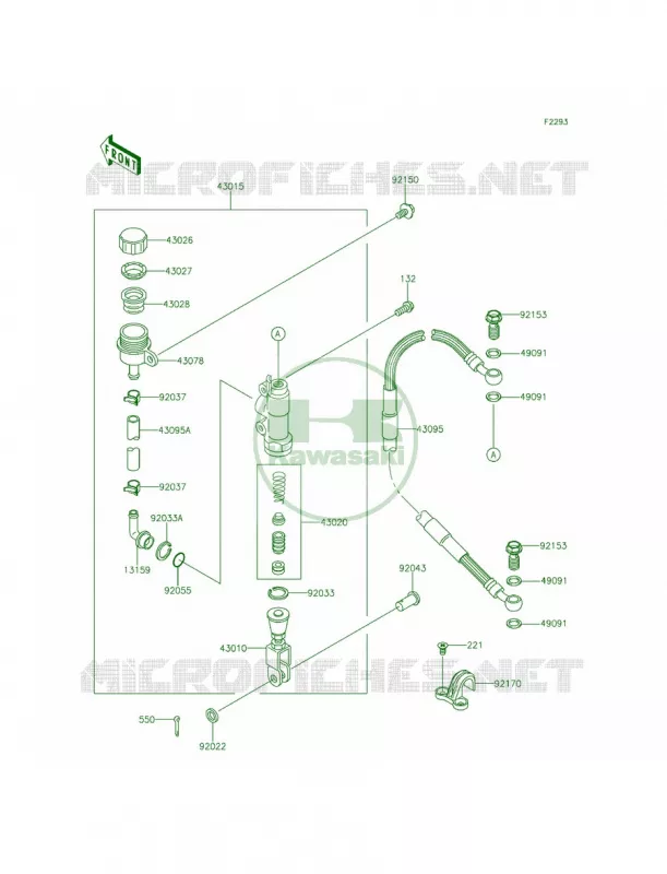 Rear Master Cylinder Kawasaki MOTOS 65 2015 KX65   KX65AFF