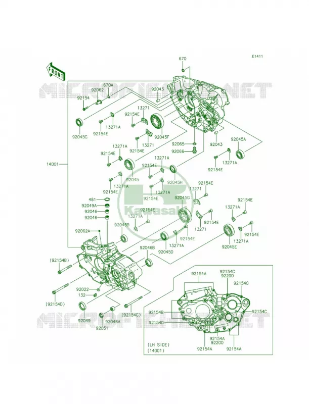 Crankcase Kawasaki MOTOS 450 2015 KX450F  KX450FFF