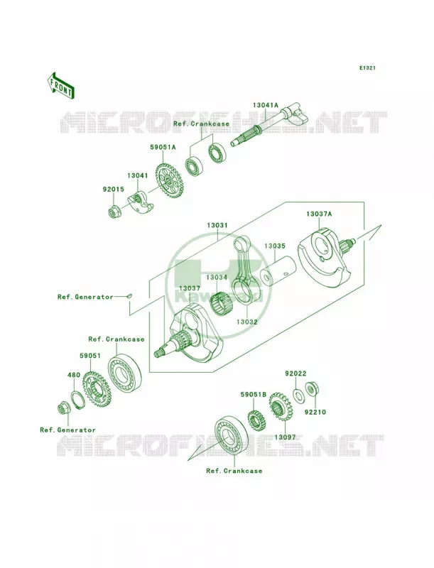 Crankshaft Kawasaki MOTOS 450 2014 KX450F  KX450FEF