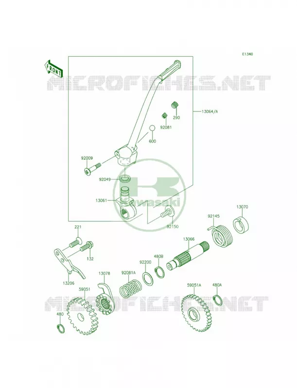 Kickstarter Mechanism Kawasaki MOTOS 100 2014 KX100  KX100FEF