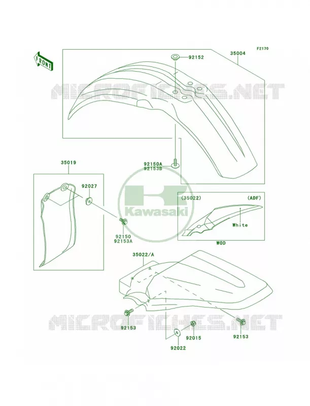 Fenders Kawasaki MOTOS 85 2013 KX85  KX85ADF