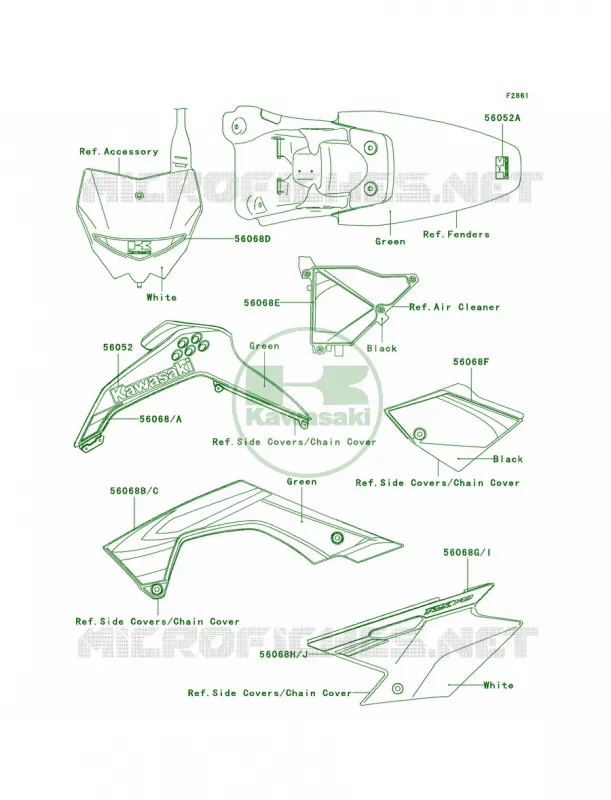 DecalsGreenA8F Kawasaki MOTOS 140 2009 KLX140  KLX140A9F