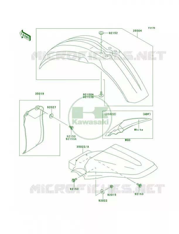 Fenders Kawasaki MOTOS 85 2012 KX85  KX85ACF