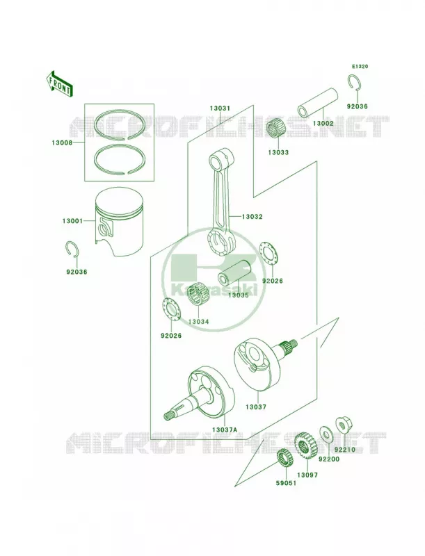 CrankshaftPistons Kawasaki MOTOS 65 2012 KX65   KX65ACF