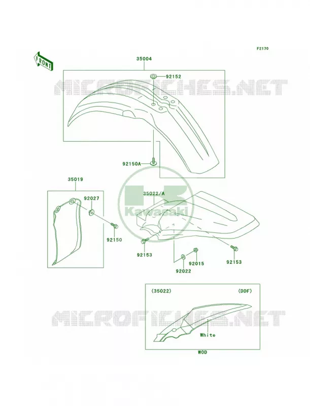 Fenders Kawasaki MOTOS 100 2011 KX100  KX100DBF