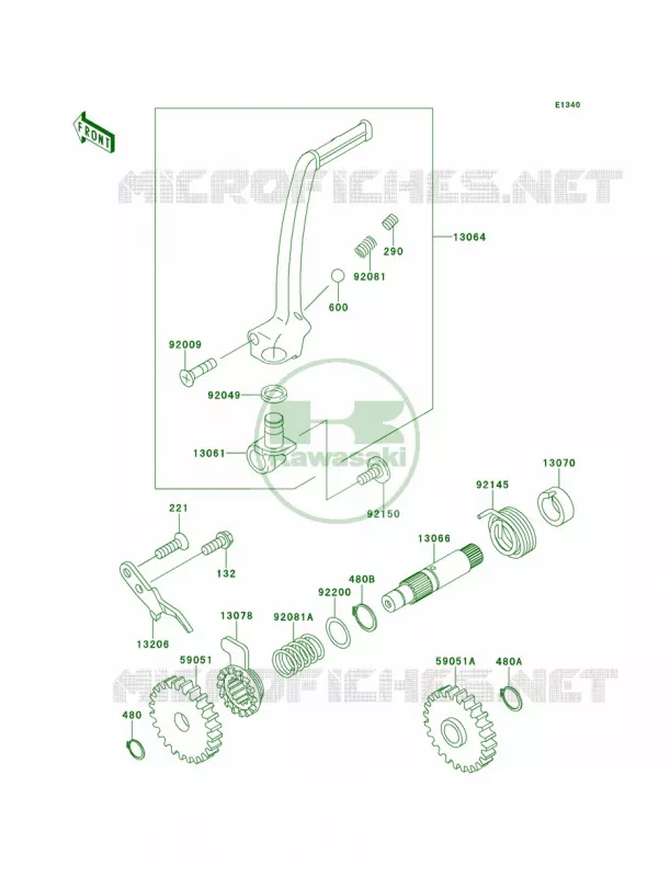 Kickstarter Mechanism Kawasaki MOTOS 100 2011 KX100  KX100DBF