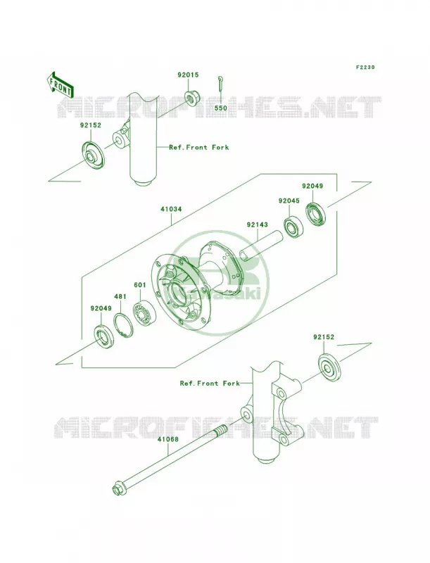 Front Hub Kawasaki MOTOS 140 2009 KLX140 Monster Energy  KLX140A9FA