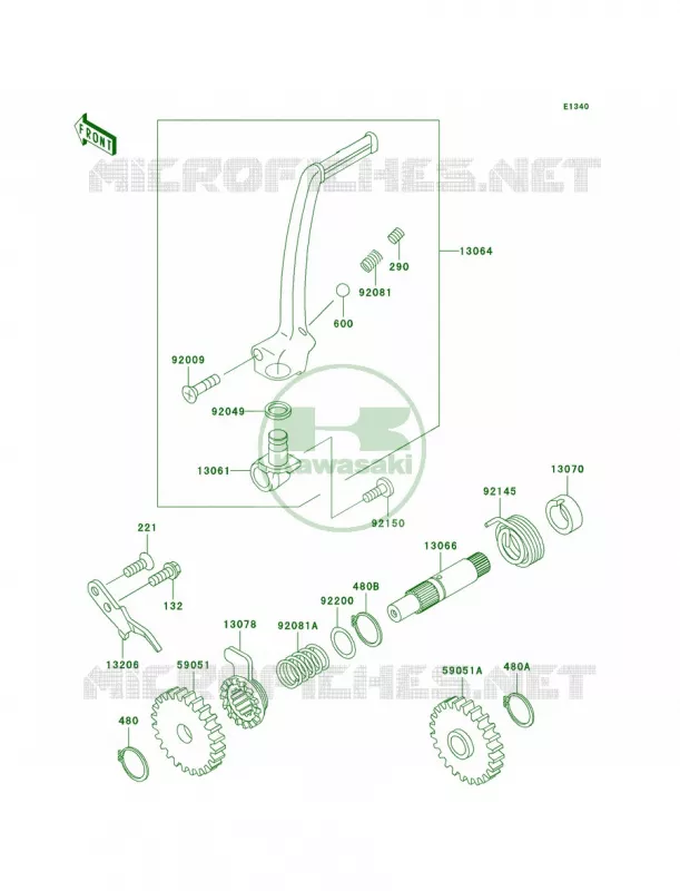 Kickstarter Mechanism Kawasaki MOTOS 65 2009 KX65 Monster Energy  KX65A9FA