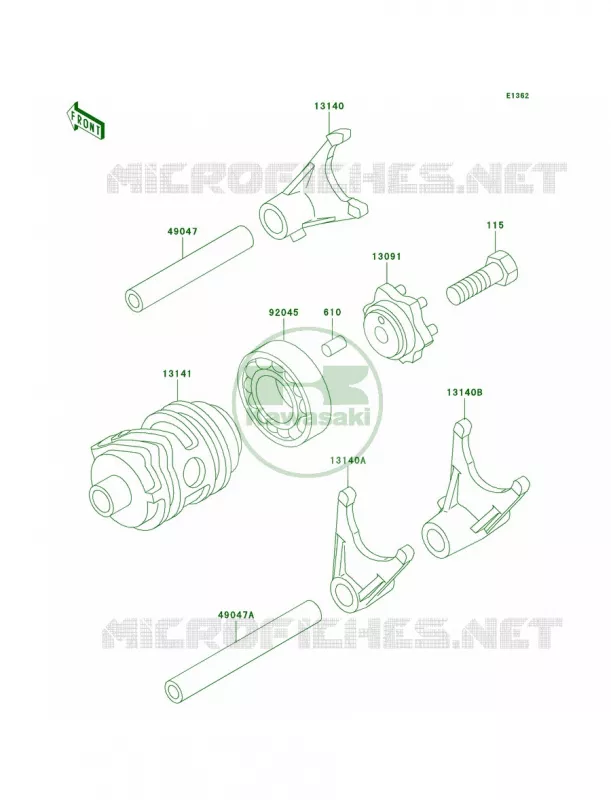 Gear Change DrumShift Forks Kawasaki MOTOS 100 2009 KX100 Monster Energy  KX100D9FA