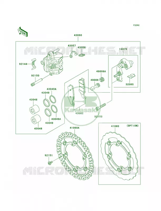 Front Brake Kawasaki MOTOS 250 2009 KX250F Monster Energy  KX250W9FA