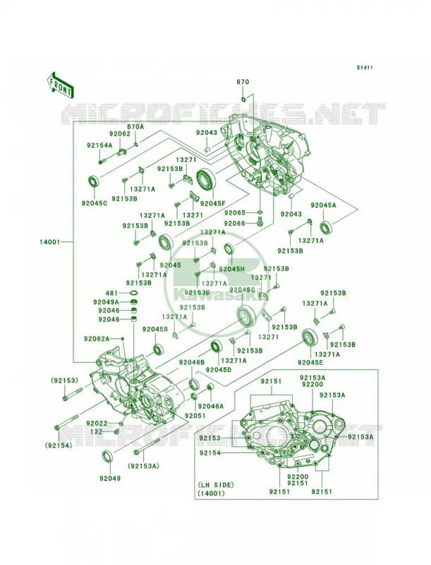 Crankcase Kawasaki MOTOS 450 2009 KX450F  KX450E9F
