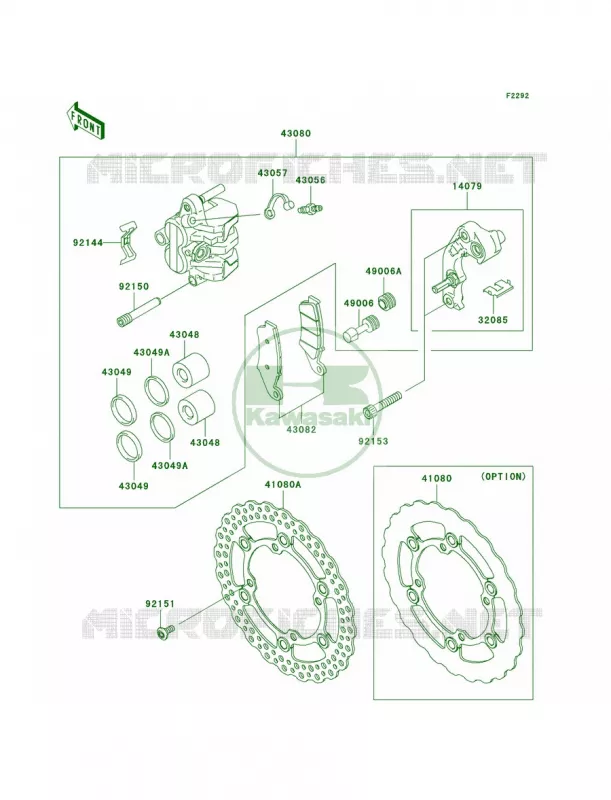 Front Brake Kawasaki MOTOS 450 2009 KX450F Monster Energy  KX450E9FA