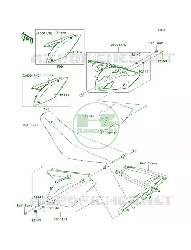 Side Covers Kawasaki MOTOS 450 2009 KX450F Monster Energy  KX450E9FA