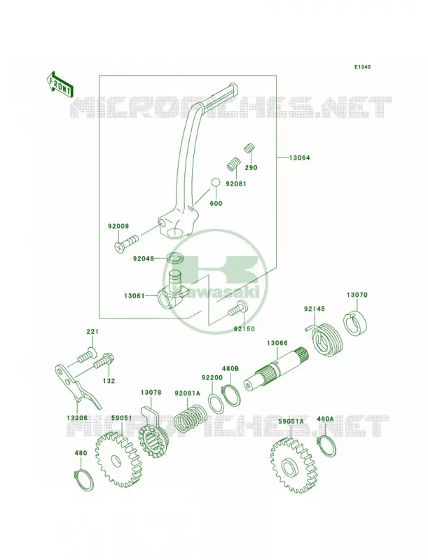 Kickstarter Mechanism Kawasaki MOTOS 65 2008 KX65   KX65A8F