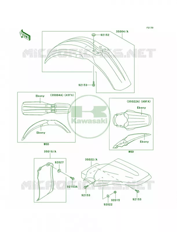 Fenders Kawasaki MOTOS 85 2008 KX85  KX85A8F