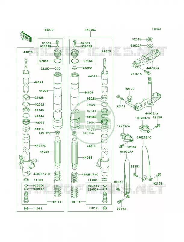 Front ForkA7F-A9FA Kawasaki MOTOS 85 2008 KX85  KX85A8F