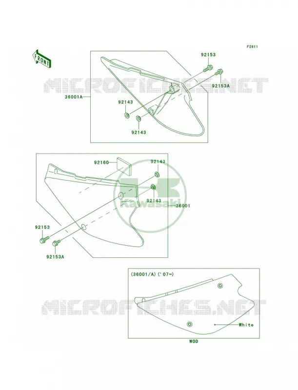 Side Covers Kawasaki MOTOS 85 2008 KX85  KX85A8F
