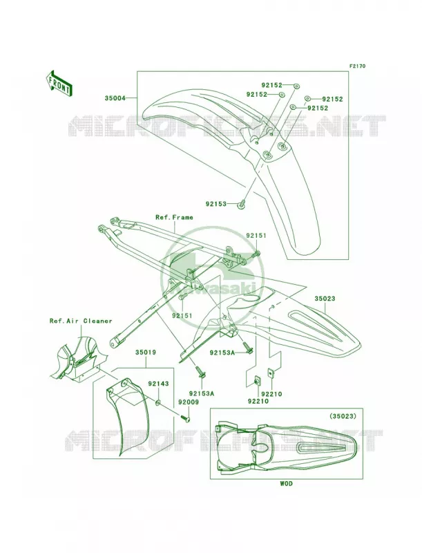 Fenders Kawasaki MOTOS 450 2008 KX450F  KX450D8F