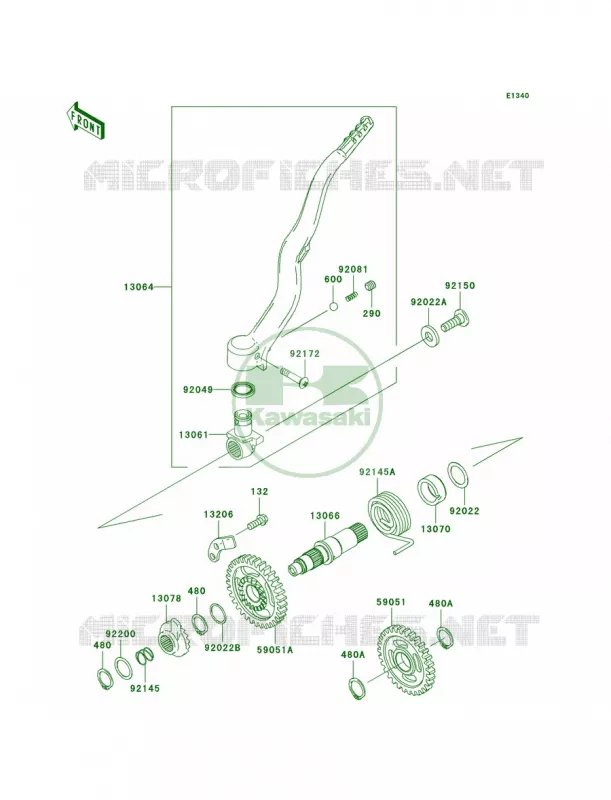 Kickstarter Mechanism Kawasaki MOTOS 450 2008 KX450F  KX450D8F