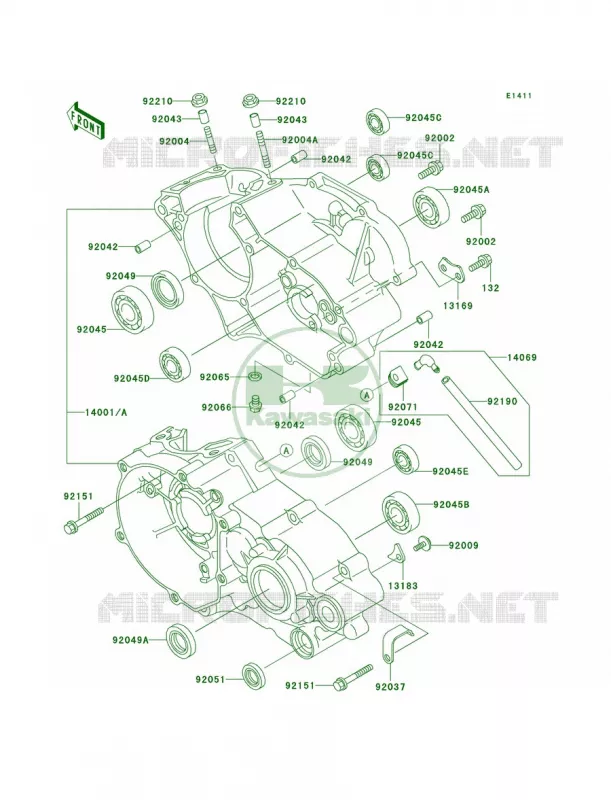 Crankcase Kawasaki MOTOS 100 2007 KX100  KX100D7F