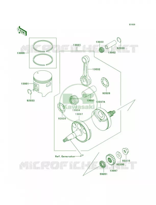 CrankshaftPistons Kawasaki MOTOS 100 2007 KX100  KX100D7F