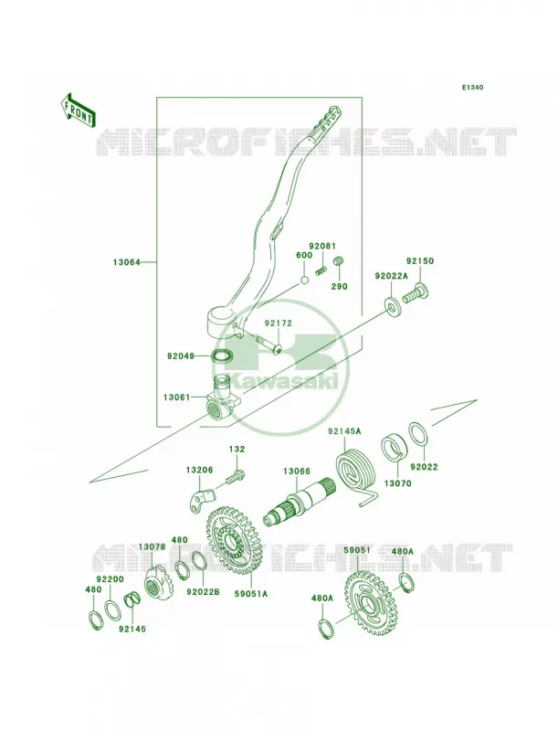 Kickstarter Mechanism Kawasaki MOTOS 450 2007 KX450F  KX450D7F