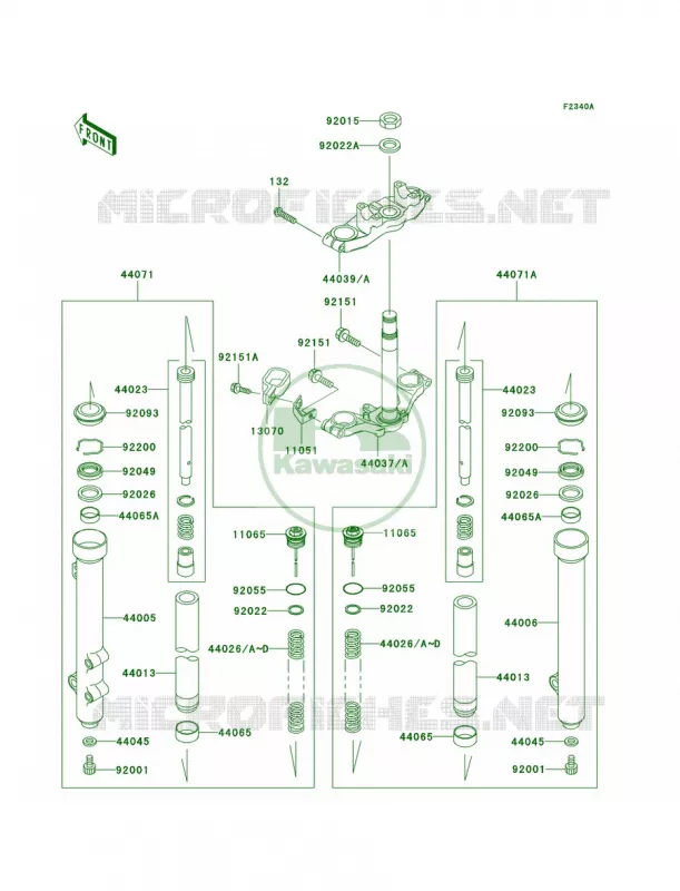 Front ForkA7F-A9FA Kawasaki MOTOS 65 2007 KX65  KX65A7F
