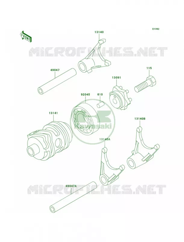 Gear Change DrumShift Forks Kawasaki MOTOS 100 2006 KX100  KX100D6F